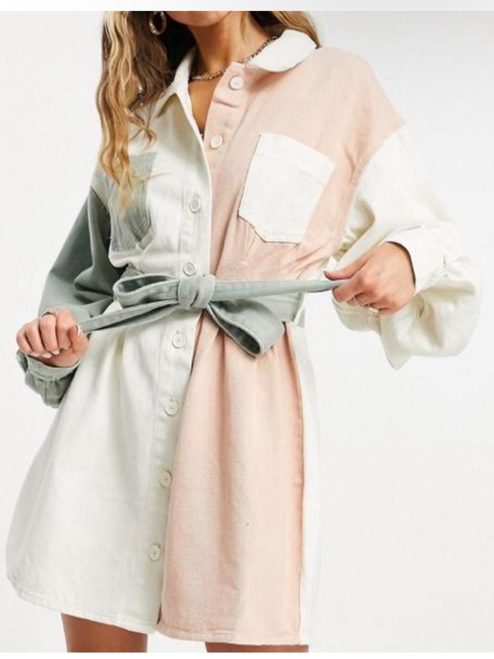 Missguided Cream Button-Up Shirt Dress